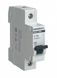 GENERICA ВА47-29М 1P C 16А 4,5кА (MVA21-1-016-C-G)