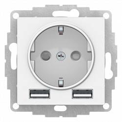 AtlasDesign розетка 1-местная с 2 USB A+A, скрытой установки, механизм, белый (ATN000130)