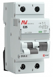 DVA-6 1P+N 25А (C) 30мА (AC) 6кА  AVERES (rcbo6-1pn-25C-30-ac-av)