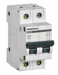 GENERICA ВА47-29 2P C 20А 4,5кА (MVA25-2-020-C)