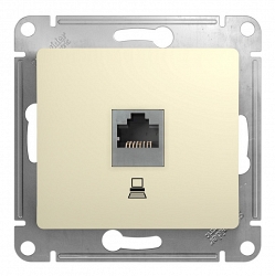 Glossa розетка RJ45 1-местная, кат. 5Е, скрытой установки, механизм, бежевый (GSL000281K)