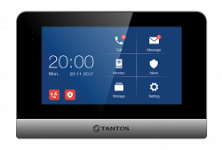Tantos EasyMon-4w (PoE) - Монитор домофона IP, 7“ сенсорный емкостной экран, поддержка microSD карты до 32 Гб,  запись фото/видео и голосовых сообщений,  подключение 8 тревожных датчиков, питание: ста