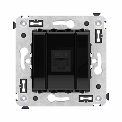 Розетка RJ-45 в стену, кат.6E, Avanti, одинарная, черный квадрат (4402693)