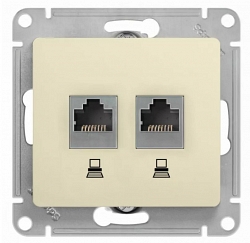 Glossa розетка RJ11+RJ45, 2-местная, кат. 5Е, скрытой установки, механизм, бежевый (GSL000285)