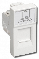 Розетка компьютерная RJ-45 PRIMER РКИ-10-00-П UTP кат.5e 1 модуль белая (CKK-40D-RI1-K01)