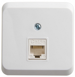 Этюд розетка RJ45 1-местная, кат. 5Е, открытой установки, белый (KOMA-001B)