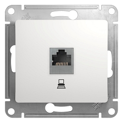 Glossa розетка RJ45 1-местная, кат. 5Е, скрытой установки, механизм, белый (GSL000181K)