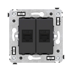 Розетка RJ-45 в стену, кат.5E, Avanti, двойная, черный матовый (4412664)