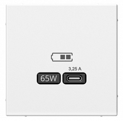 ArtGallery розетка USB тип-С 65Вт высокоскоростной заряд. QC, PD, скрытой установки, механизм, белый (GAL000127)