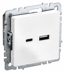 Розетка USB BRITE A+C 18Вт РЮ11-1-БрБ белый (BR-U22-018-K01)