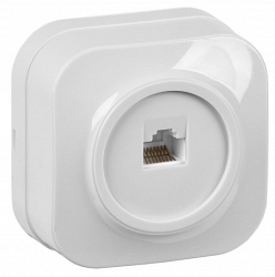 Розетка компьютерная 1-местная RJ45 кат.5E GLORY РК10-ХБ открытой установки белый (EKH10-K01)