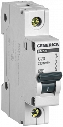 GENERICA ВА47-29 1P C 20А 4,5кА (MVA25-1-020-C)