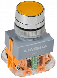 Кнопка управления D7-11T d=22мм с фиксацией желтая GENERICA (BBT50-11T-3-21-K05-G)
