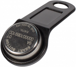Tantos TM1990A iButton TS (чёрный) - TANTOS TM1990A iButton TS - ключ Touch Memory TM1990A-F5 с пластиковым держателем чёрного цвета. Cодержит записанный лазером регистрационный номер, который включае
