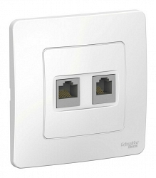 BLANCA розетка RJ45+RJ11 2-местная, кат. 5Е, скрытой установки, белый (BLNIS045111)