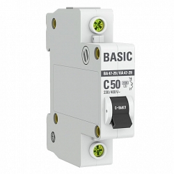 Автоматический выключатель 1P 50А (C) 4,5кА ВА 47-29 Basic (mcb4729-1-50C)