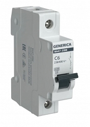 GENERICA ВА47-29М 1P C 6А 4,5кА (MVA21-1-006-C-G)