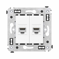Розетка RJ-45 в стену, кат.6E, Avanti, двойная, белое облако (4400694)