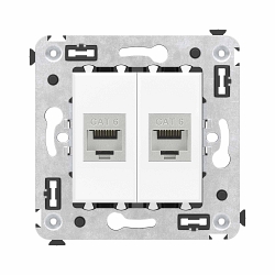 Розетка RJ-45 в стену, кат.6E, Avanti, двойная, белое облако (4400794)