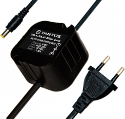 Tantos TS-1,5A-U-Slim Lux - Источник вторичного электропитания 12В, 1.5А в корпусе IP67 (всепогодный). Выход: +12В/1.5А, разъём питания; вход: ~220В, сетевой шнур с вилкой в розетку. Длина кабеля: 40 