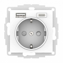 AtlasDesign розетка 1-местная с 2 USB A+C, скрытой установки, механизм, белый (ATN000132)
