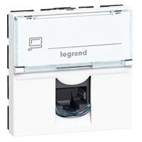 Розетка Mosaic RJ45, одиночная, 2 модуля, Cat 5e, белый (076554)