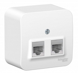 BLANCA розетка RJ11+RJ45, 2-местная, кат. 5Е, открытой установки, белый (BLNIA045111)