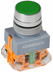 Кнопка управления D7-11T d=22мм с фиксацией зеленая GENERICA (BBT50-11T-3-21-K06-G)