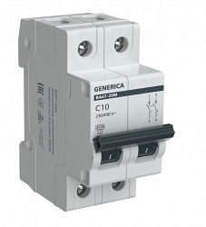 GENERICA ВА47-29М 2P C 10А 4,5кА (MVA21-2-010-C-G)