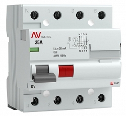 DV 4P 25А/ 30мА (AC)  AVERES (rccb-4-25-30-ac-av)